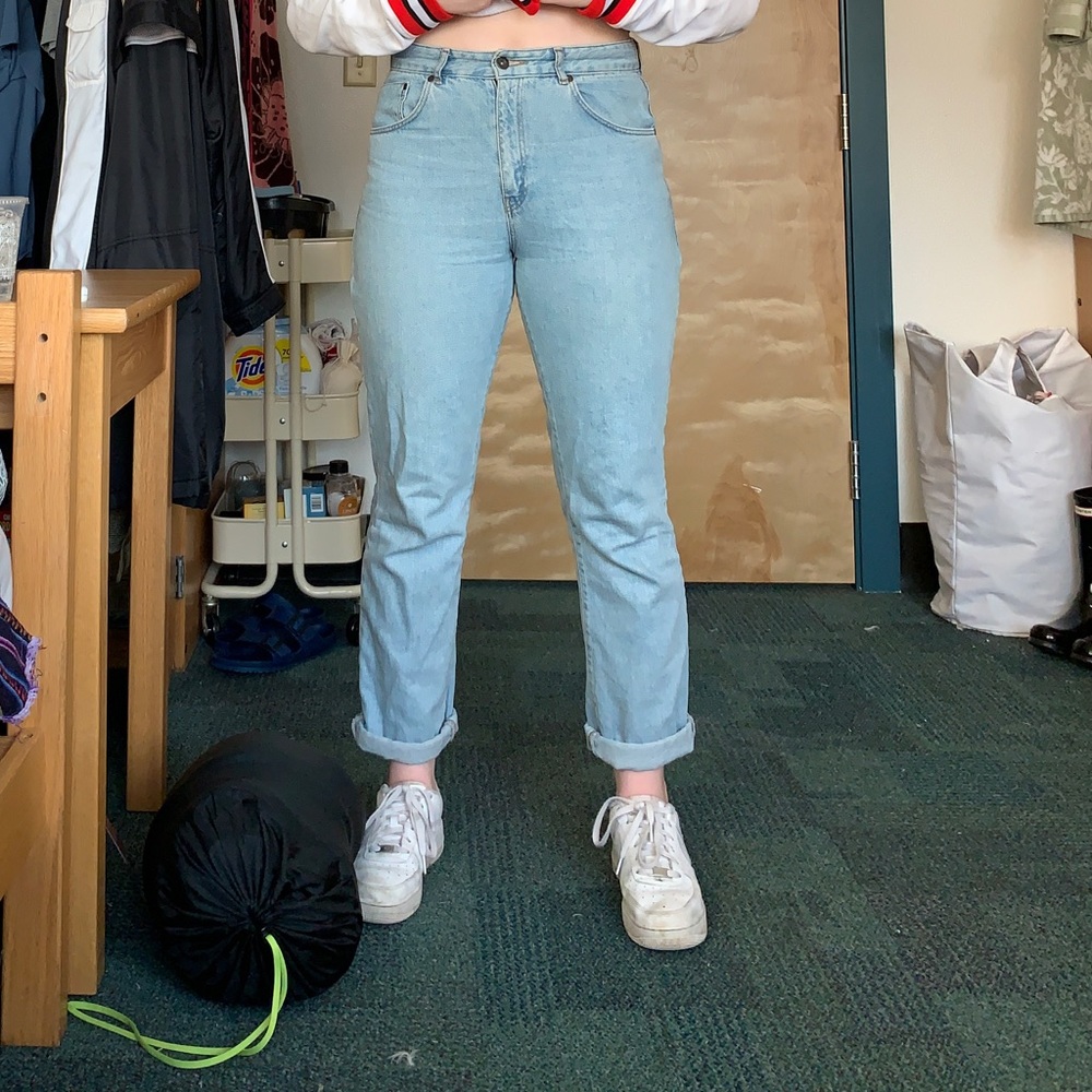 Light blue high waisted jeans